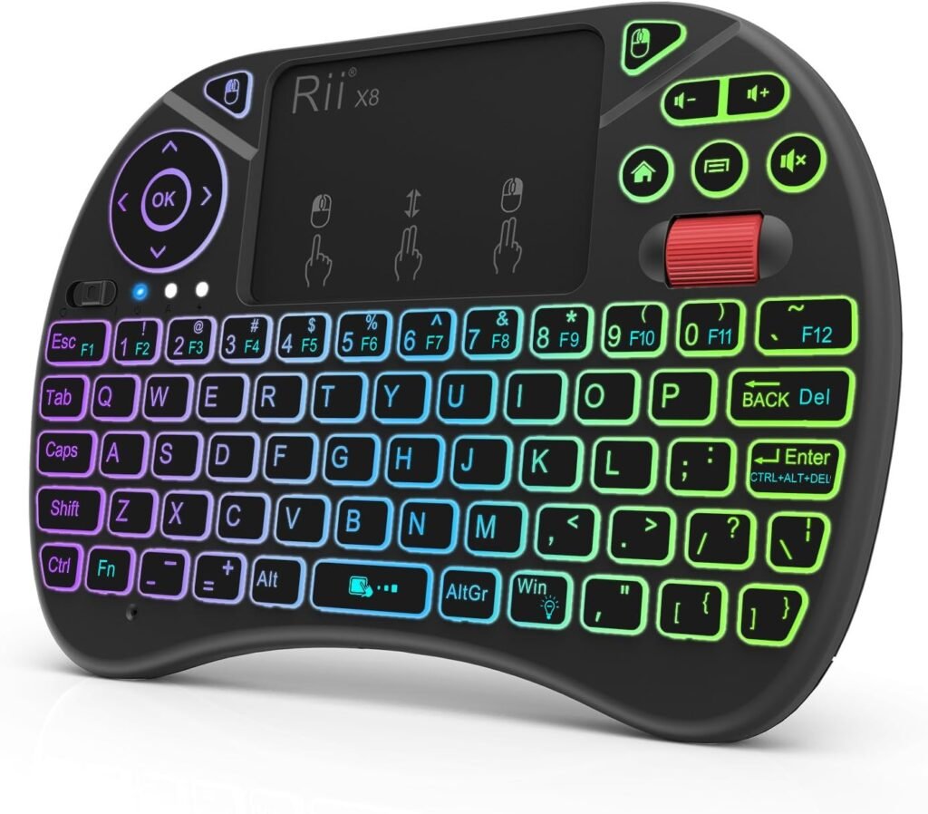 Rii X8 Mini Keyboard 2.4GHz with Touchpad Mouse and Scroll Button RGB Backlit Rechargeable Battery_img0
